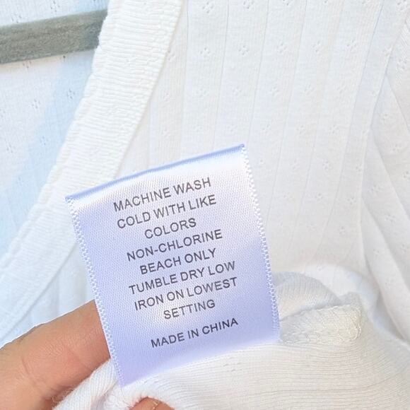 Marea by Liz Joy White Pointelle Long Sleeve V-Neck Top, size XL - Picture 7 of 7